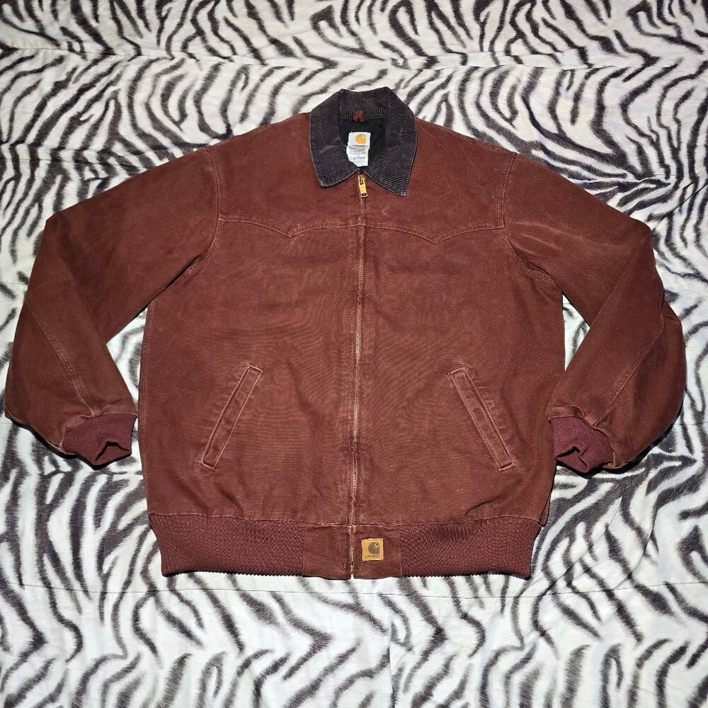 Carhartt J14 CLY Santa Fe zip-up insulated jacket size mens XL tall clay red VTG